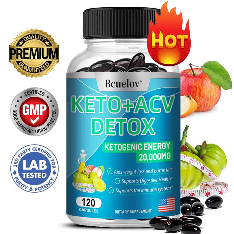 Keto + Apple Cider Vinegar Detox Capsules - Support Immune, Digestion, Energy, Fat Burning, Weight Management, Metabolism