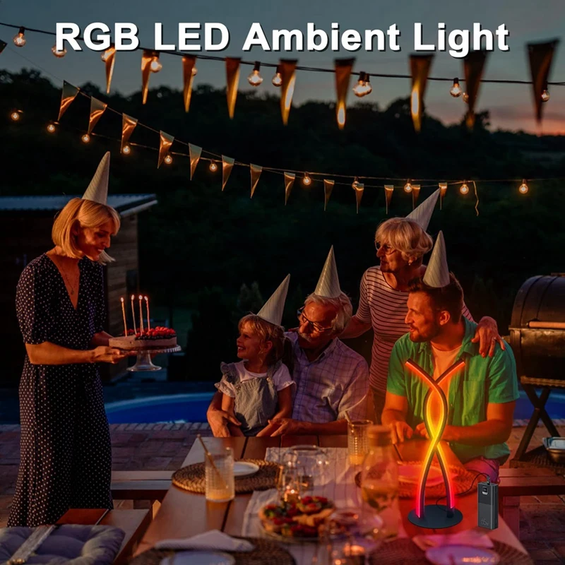 AT51-LED Table Lamp RGBIC+W Color Changing Dimmable With Remote Music Sync Smart Bluetooth APP Control Bedroom Night Light