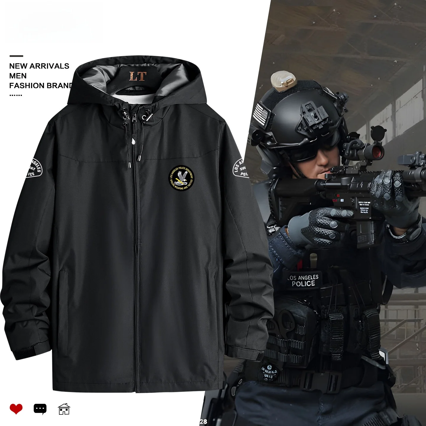 

Мужская тактическая ветровка-футболка с логотипом LAPD Ci T Eagle, повседневная, для активного отдыха, из полиэфирного волокна