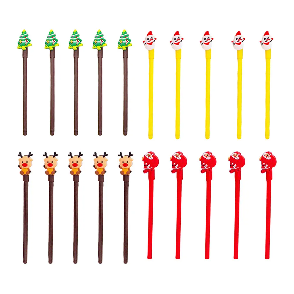 

20Pcs Christmas Gel Pen Set Creative Cartoon Design for Kids Students Homework School Office Lovely Gift Santa Claus Snowman Elk