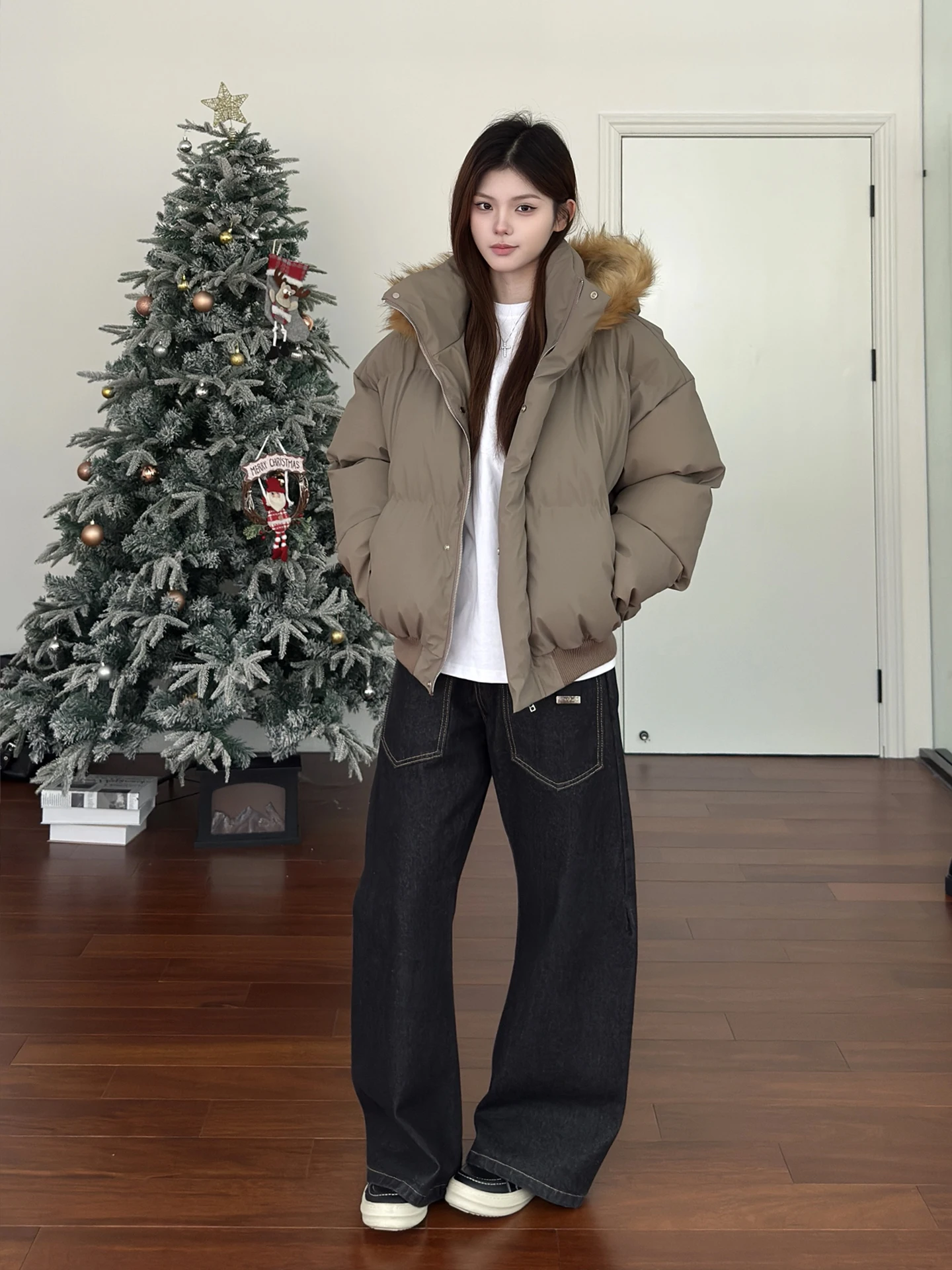 

Мужская зимняя куртка American Sle Thiened с капюшоном, утепленная пухом, из искусственной кожи, теплая, с меховым воротником