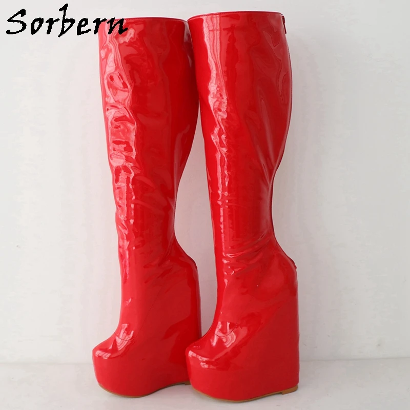 

Sorbern Custom Made Wide Calf Boots For Customer Crotch High Boots For Women Wedge High Heels 19CM And Platform 5CM