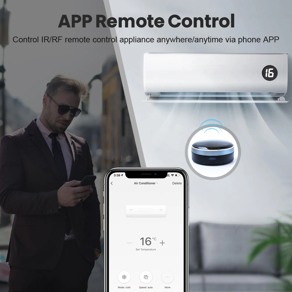 RF + IR Control remoto Universal WiFi controlador casa inteligente para TV AC cortina persiana de trabajo con asistente de Google Alexa Siri