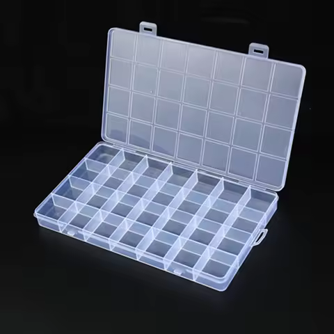 Plastic Jewelry Box 28 Grid Compartment Slot Organizer Storage Beads Container Jewelry Storage Box Rectangle Case Display