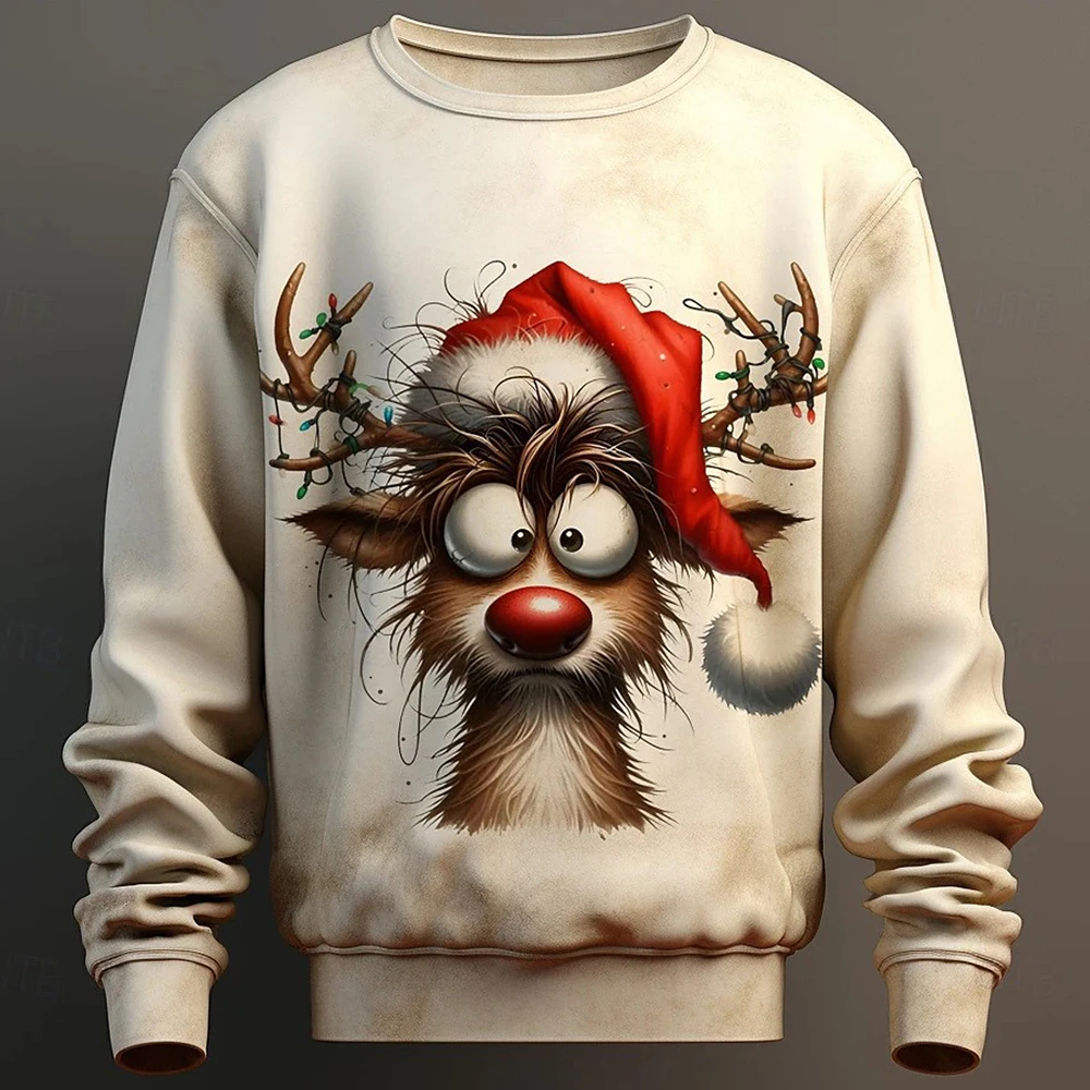 Hot sales New Round Neck Long Sleeves Pullover 3D Christmas Style Fun and Funny Prints Sweatshirt Unisex Street Style Clothing