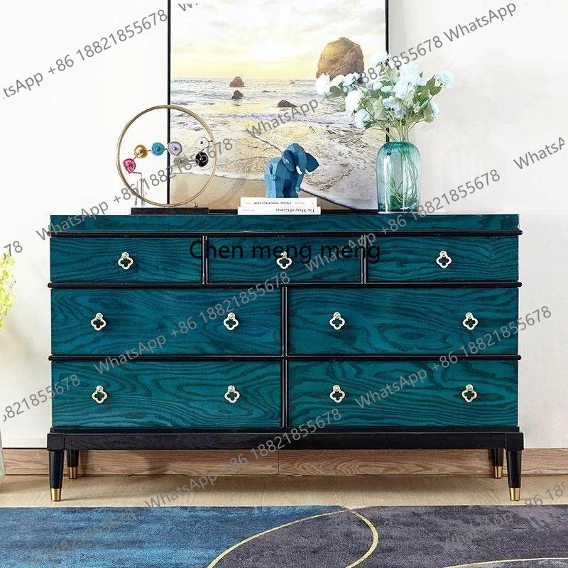 American solid wood seven-chest cabinet, living room against the wall, entrance storage locker, side cabinet light luxury