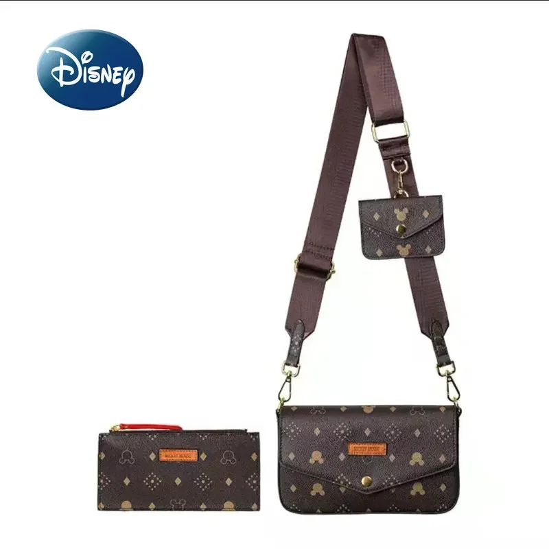 Disney Mickey New Women's Bag Luxury Brand Original Women's One Shoulder Crossbody Bag Cartoon 3-piece Set Women's Crossbody Bag