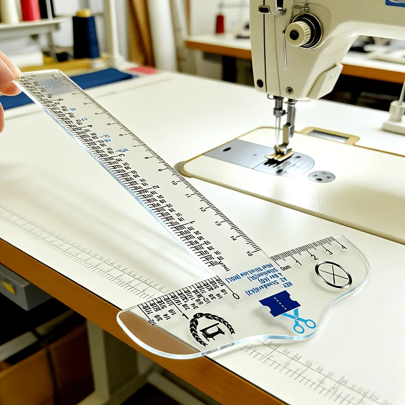 2/1 Piece Transparent Acrylic T-Shaped Ruler, Easy to Align When Crafting, a Must-Have T-Shaped Ruler for Straight Line Drawing on Fabric and Paper, the Ideal Tool for Drawing and Tracing Lines