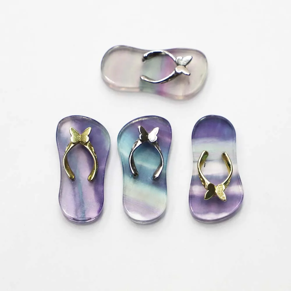 

Natural Fluorite Carved Mini Slipper Decoration Ornament Healing Statue Guardian Reiki Charms Fashion Exquisite Gifts Home Decor