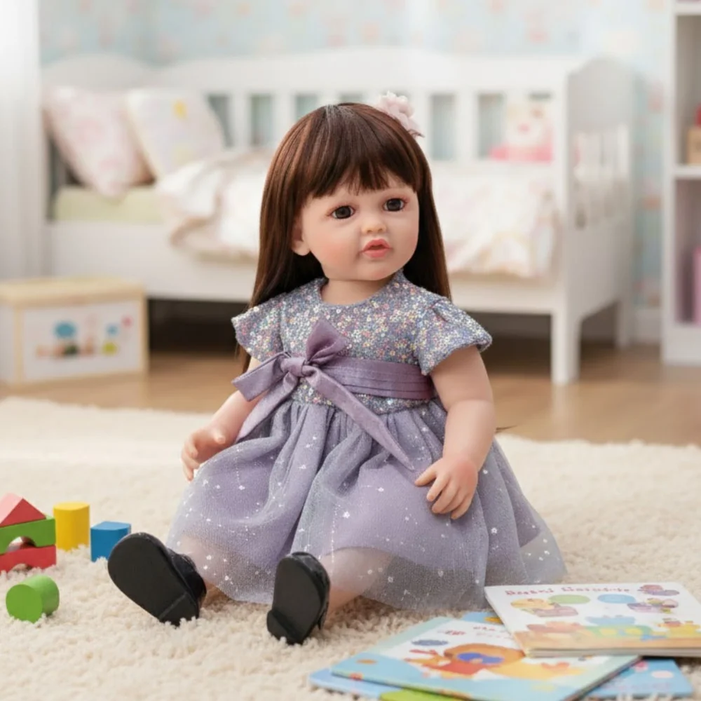 Cloveray 22 Zoll klassische Ganzkörper-Vinyl realistische wiedergeborene Babypuppe super süße Prinzessin Puppe handgemachtes Spielzeug Mädchen Geburtstag Weihnachtsgeschenk