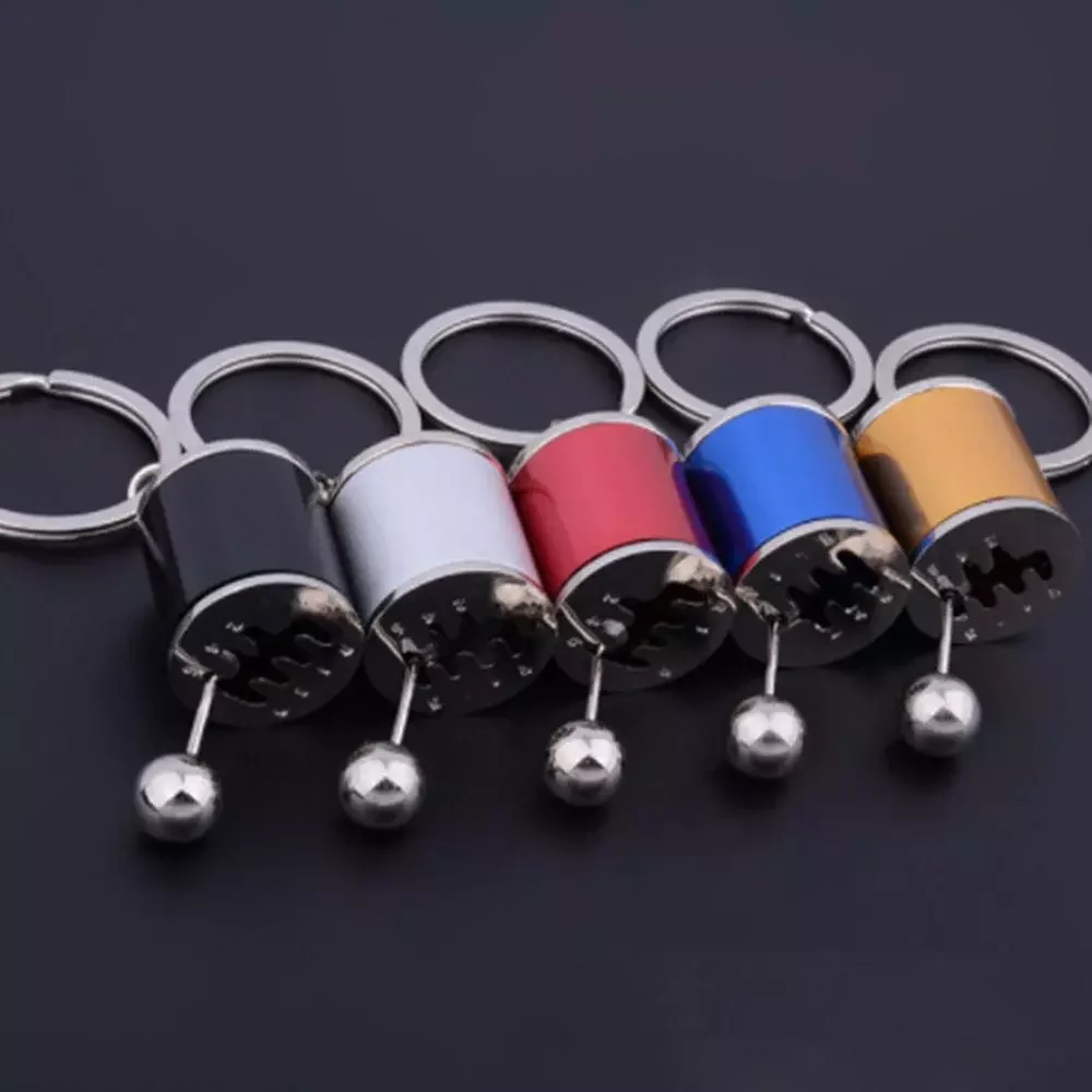 6 Speed Metal Gearbox Shifter Model Mini Keyring Fob Ring Keychain Fidget Toy Gear Stick Metal Knob Box Speed Shift Key Chain