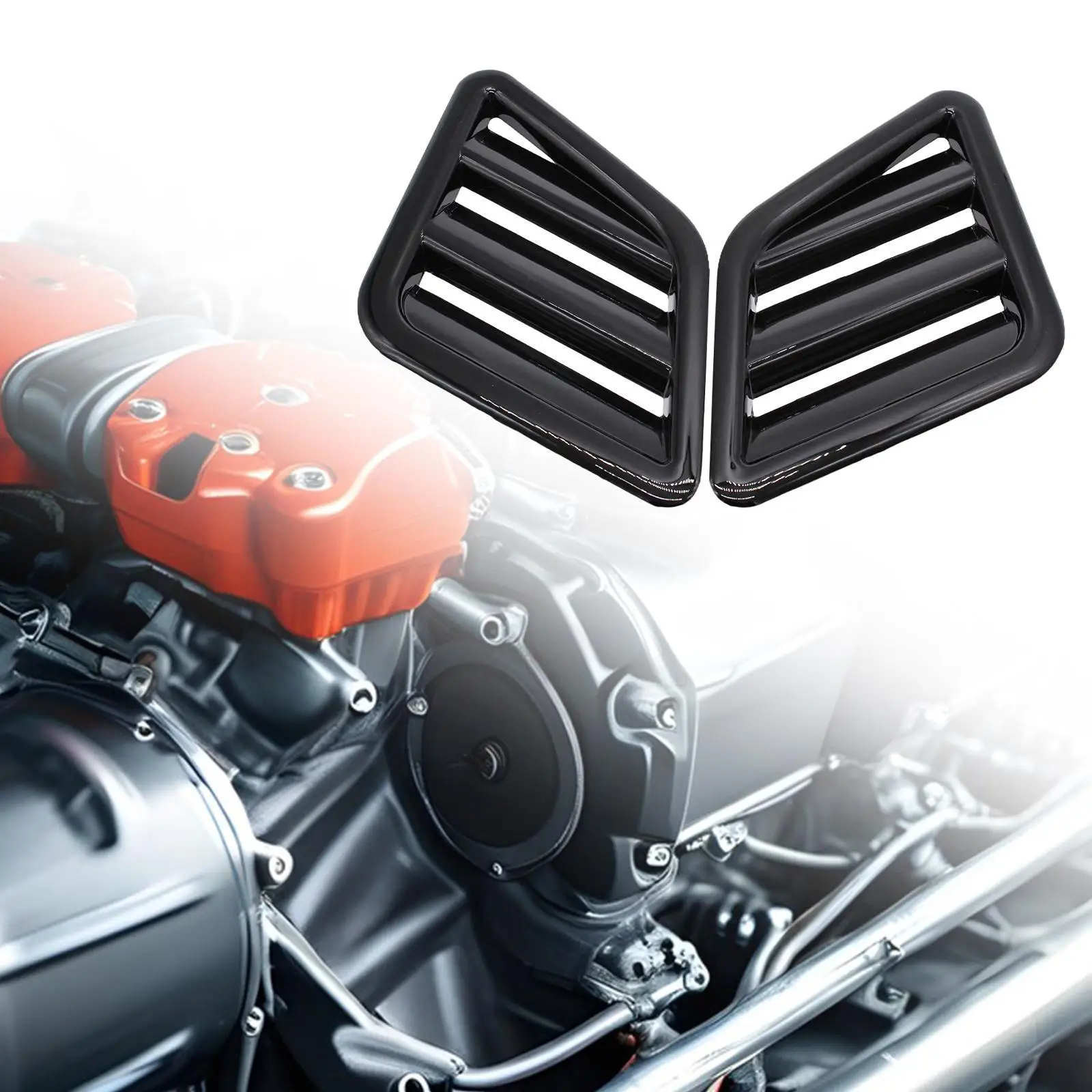 

2 Pieces Car Bonnet Vents Engine Hood Car Parts Gloss Black for Ford