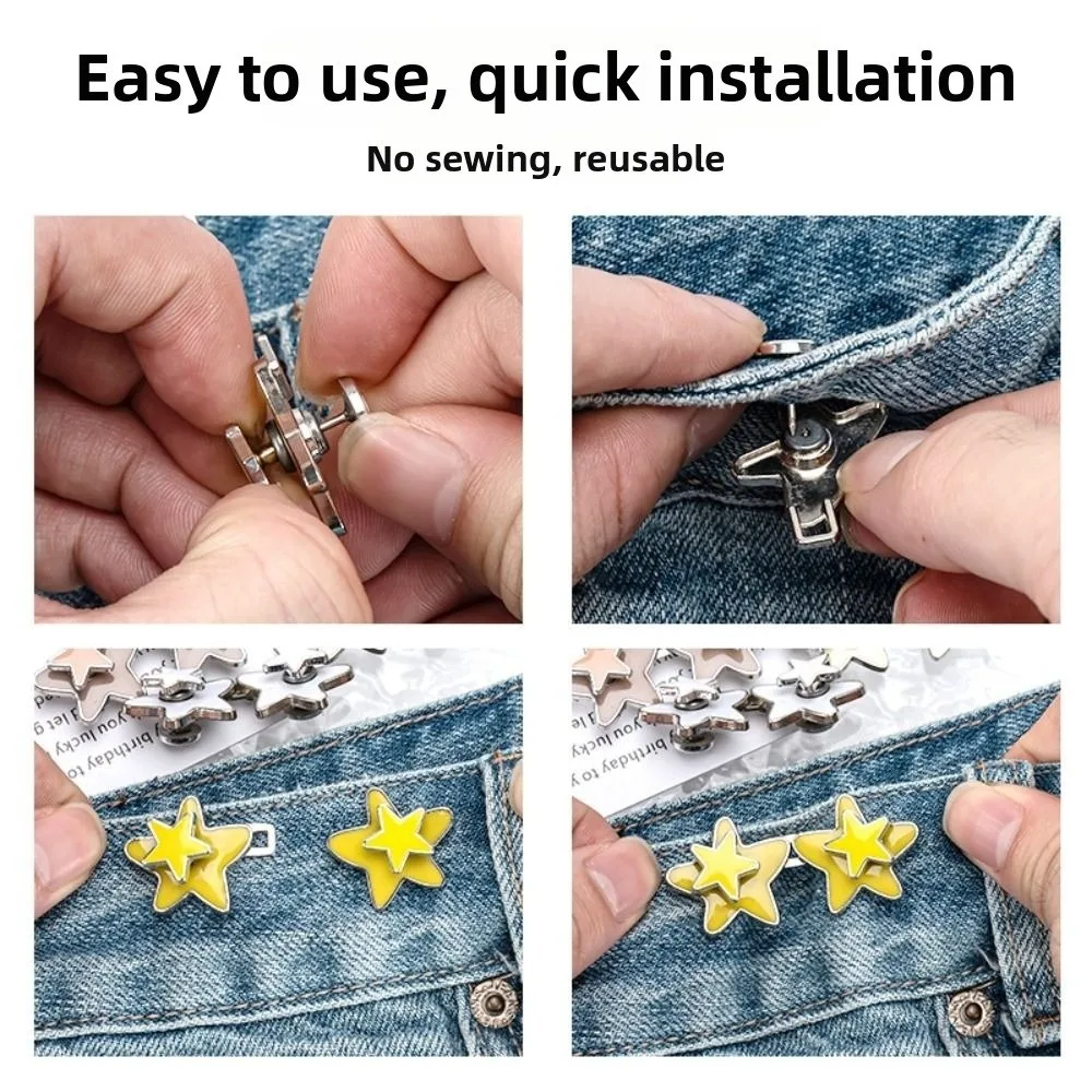 Adjustable Waist Jeans Waist Buttons Nail Free No Sew Waist Cincher Buckles Removable Interlocking Structure Pants Pins