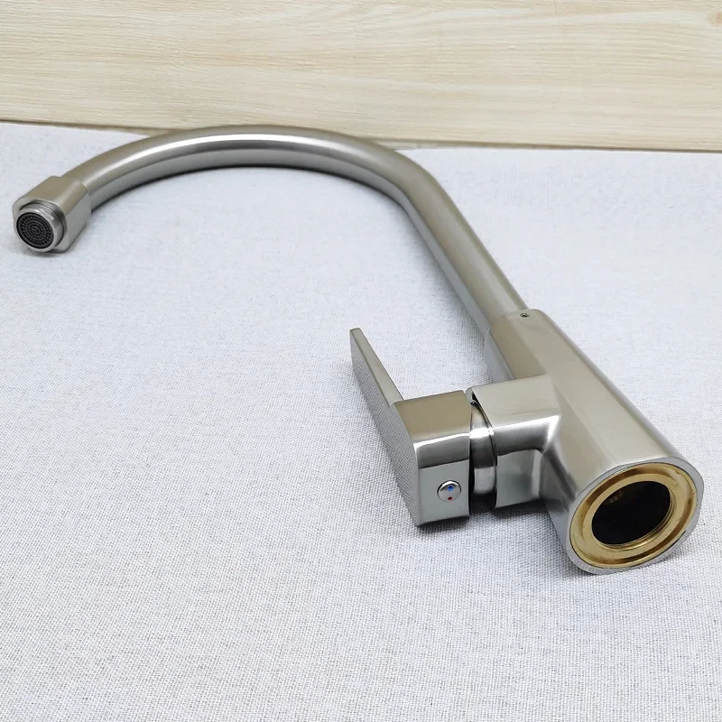304 stainless steel brushed hot and cold vegetable basin faucet 360 ° rotating all-copper kitchen sink TAP G2/1 G3/8 copper body