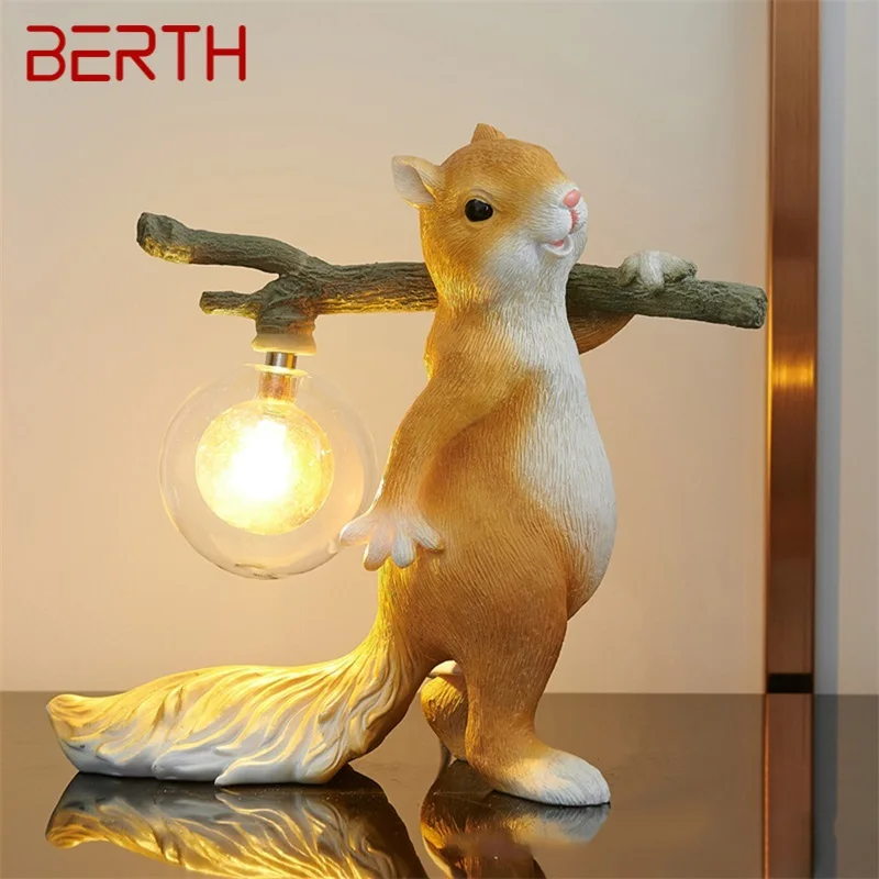 BERTH Nordic Table Lamp Creative Squirrel LED Decorative For Home Children Small Desk Light