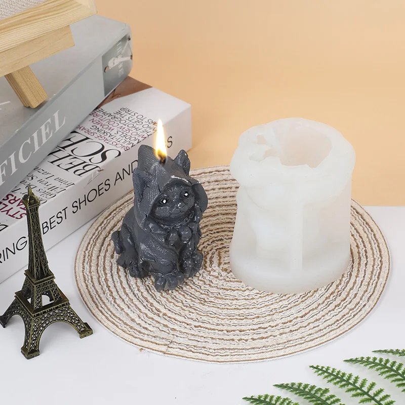 D56 Halloween Bell Cat Candle Silicone Mold Gypsum form Carving Art Aromatherapy Plaster Home Decoration Mold Gift Handmade