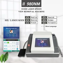 Élimination des araignées au laser à diode haute puissance, veine vasculaire, suppression des lésions sanguines rouges, dispositif laser à diode 980nm