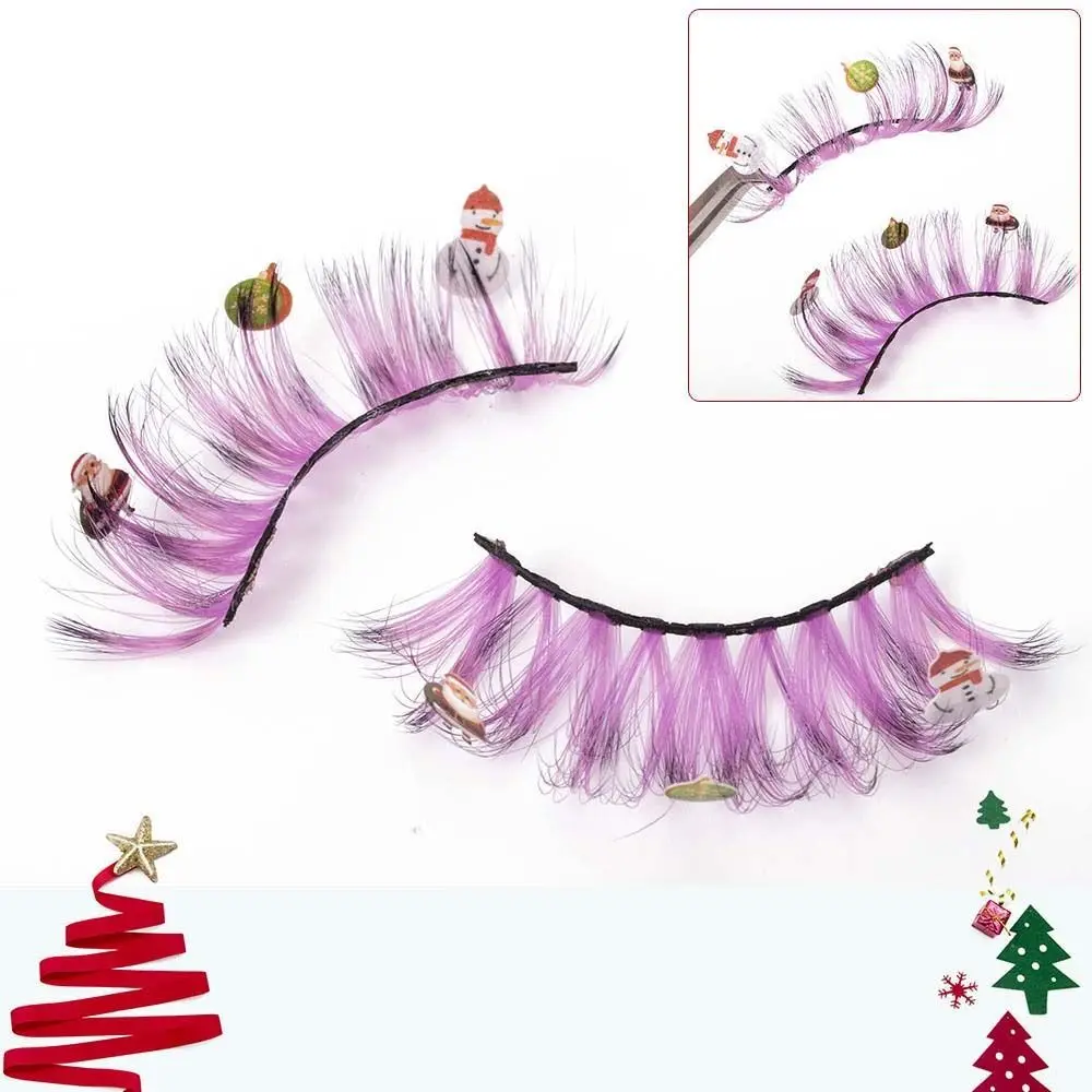 

Chemical Fiber Christmas False Eyelashes Cartoon Snowman Eyelashes Extension Christmas Cluster Eyelashes 25mm Beauty