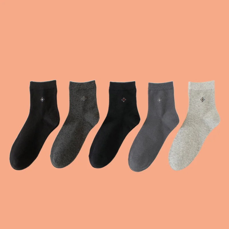 

5/10 Pairs Autumn and Winter New Men's Business Socks Mid-tube Socks Combed Cotton Solid Color Cotton Socks Breathable Socks