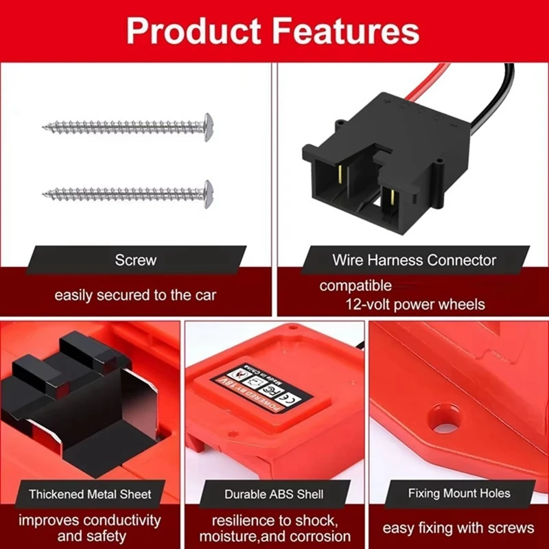 FYBL Power Wheels Battery Adapter for 18V Battery with Wire Harness Connector for Peg Perego 48-11-1828 DIY Converter