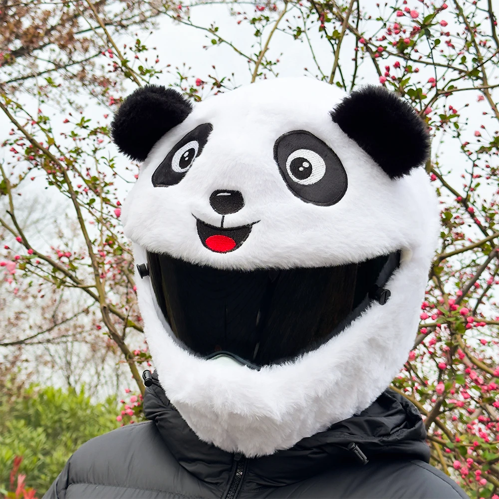 Motorcycle Helmet Decoration Plush Cover Cute Animals Mask Full Face Helm Headgear Hoods Hat Accessories Capacete Moto
