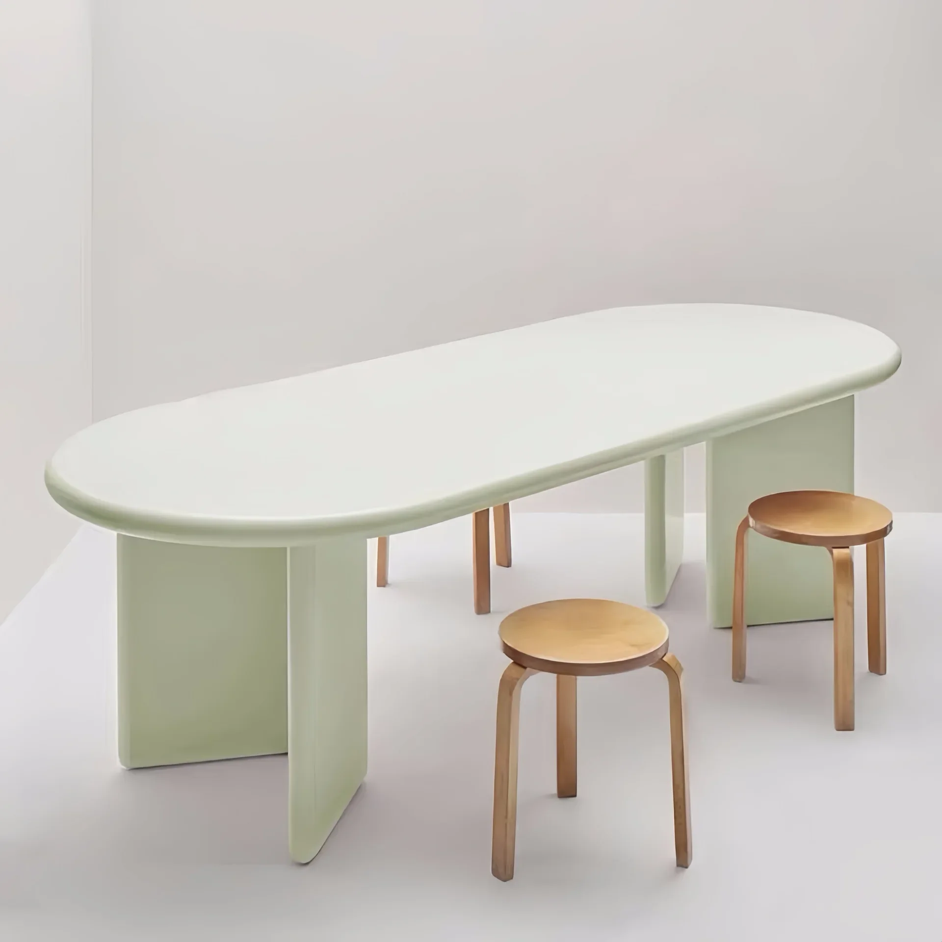 

French cream style oval solid wood paint dining table household dining table modern simple desk ins office negotiation