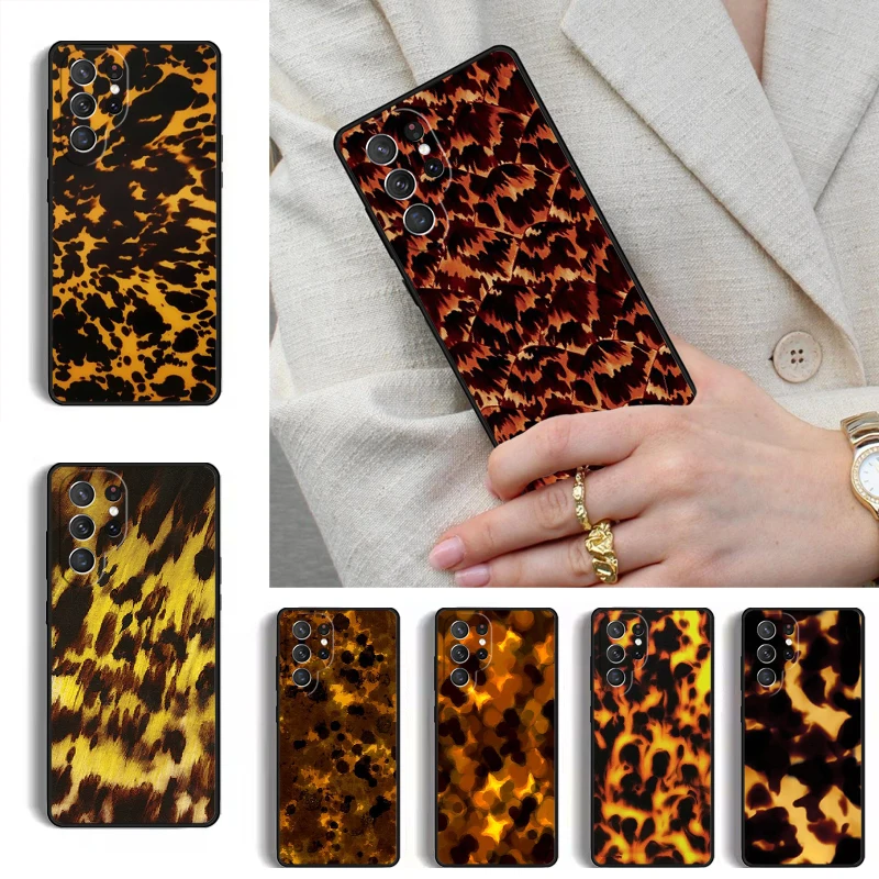 Tortoise Shell Pattern Marble Phone Case for Samsung Galaxy S26 S25 Ultra S24 S23 S22 S21 Plus Note 10 Bumper Cover