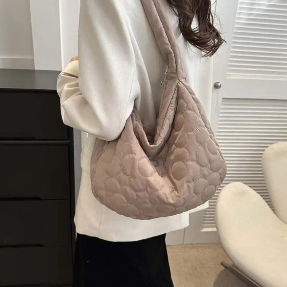 

Solid Color Cloud Bubble Shoulder Bag Zipper Handbag Space Cotton Underarm Bag Shopping Bag All-match Flower Message Bag Outdoor