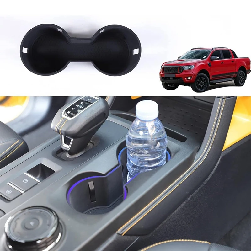 For Ford Ranger 2023 2024 Silicone Center Console Water Cup Holder Insert Interior Accessories
