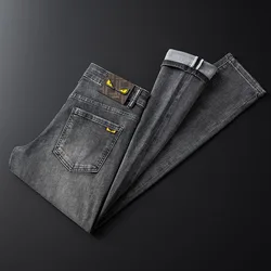 Jeans jeans stretch masculino, calça casual cônico, slim fit, moda de luxo, acessível de alto nível, nova, primavera e verão, 2022