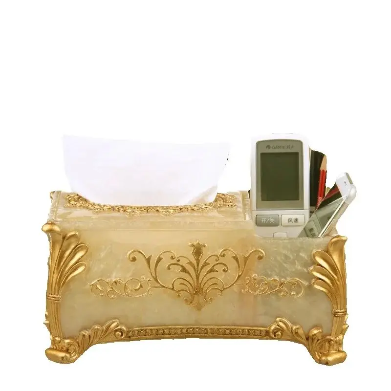 European style luxury high-end tissue box, creative desktop multi-function remote control box