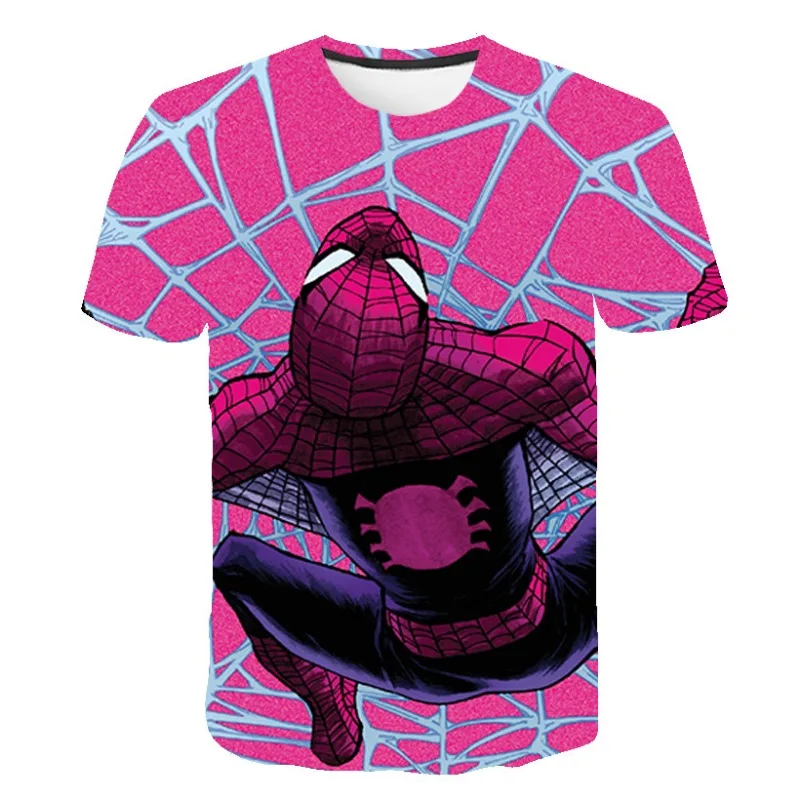 Camisetas de Anime para niños, camisetas de manga corta con estampado 3d de superhéroe Spider-man, camisetas, ropa de verano para niños