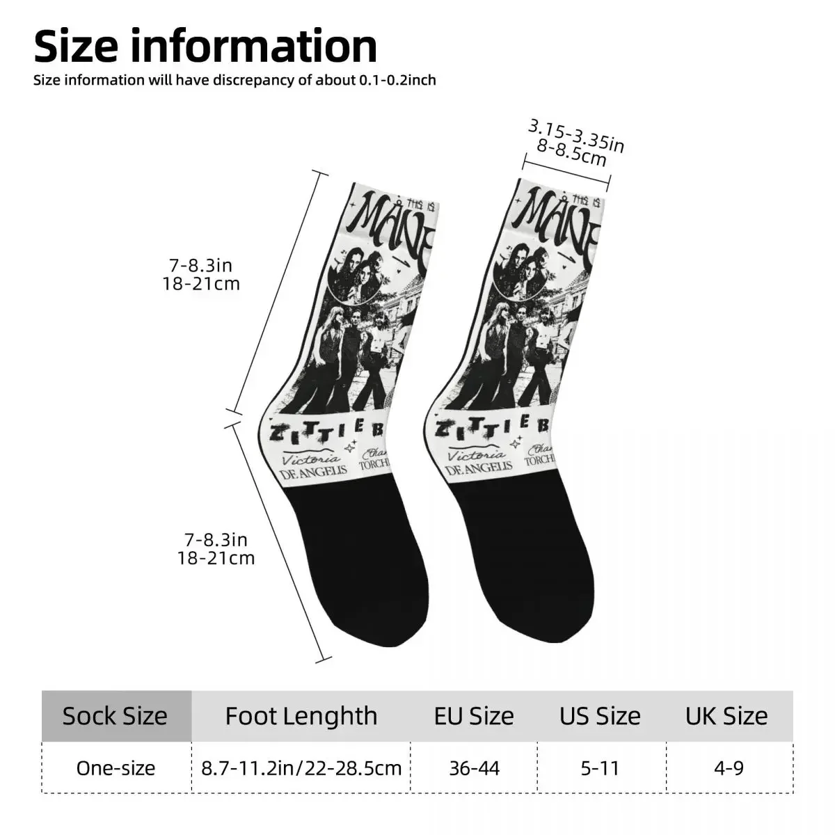 MANESKIN Socks Modern Stockings Autumn Anti Skid Women Men Socks Medium Soft Printed Outdoor Socks