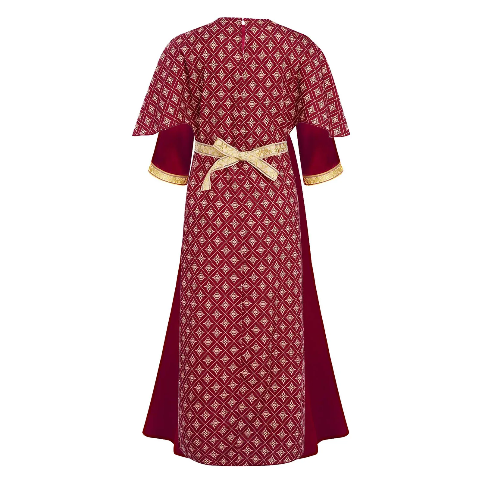 ملابس الهالوين الهندية للفتيات، سترة بفتحة جانبية مطبوعة بالزهور مع حزام، فستان طويل، أزياء الحفلات #2