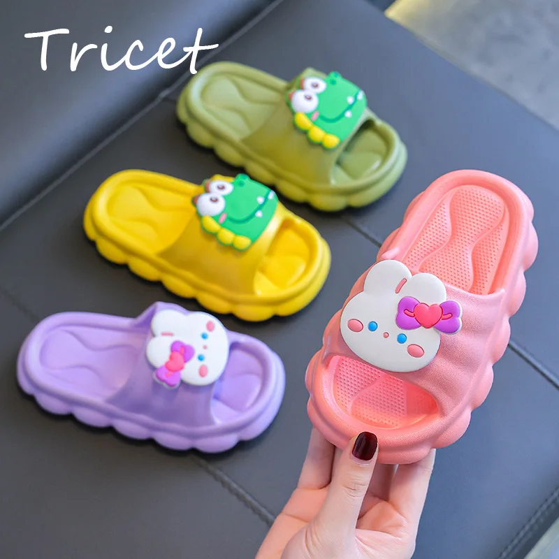 

New Cartoon Rabbit Dinosaur Kids Slippers EVA Waterproof Solid Slippers For Children Soft Bottom Beach Girls Boys Summer Shoes