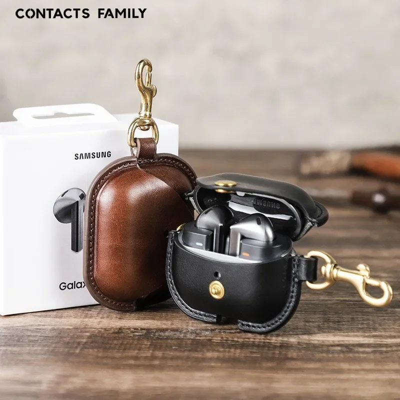 

Vintage Genuine Leather Earphone Case For Samsung Galaxy Buds 3 Cover Headphone Fundas