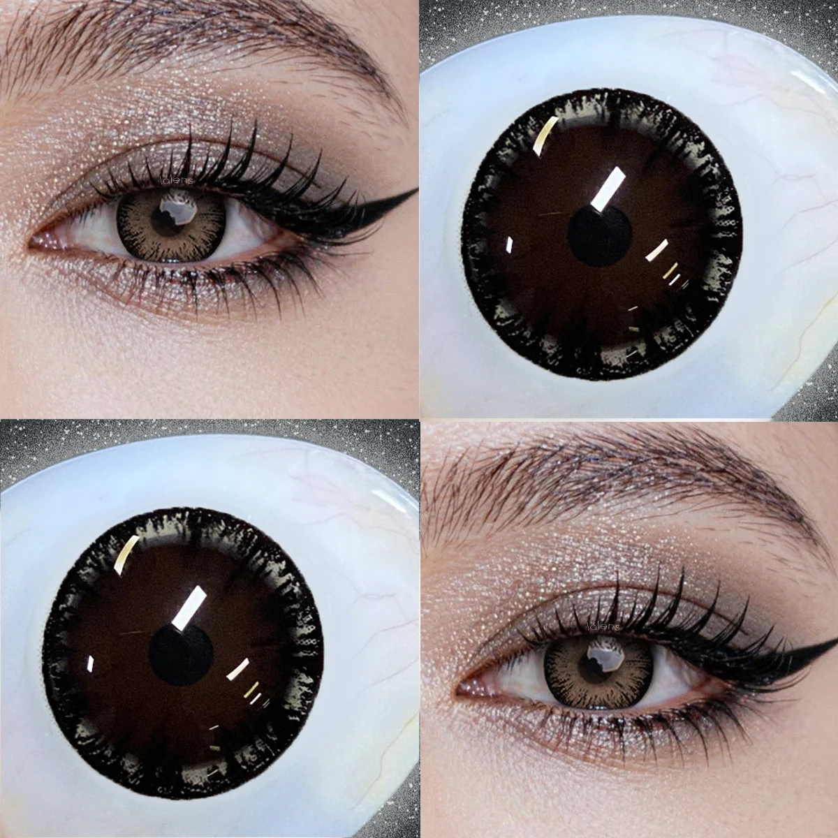 VISUASHOW natürliche schwarze farbige Kontaktlinsen 1 Paar 14,2 mm halbjährig weich für tägliches Augen Make-up – Detail 3