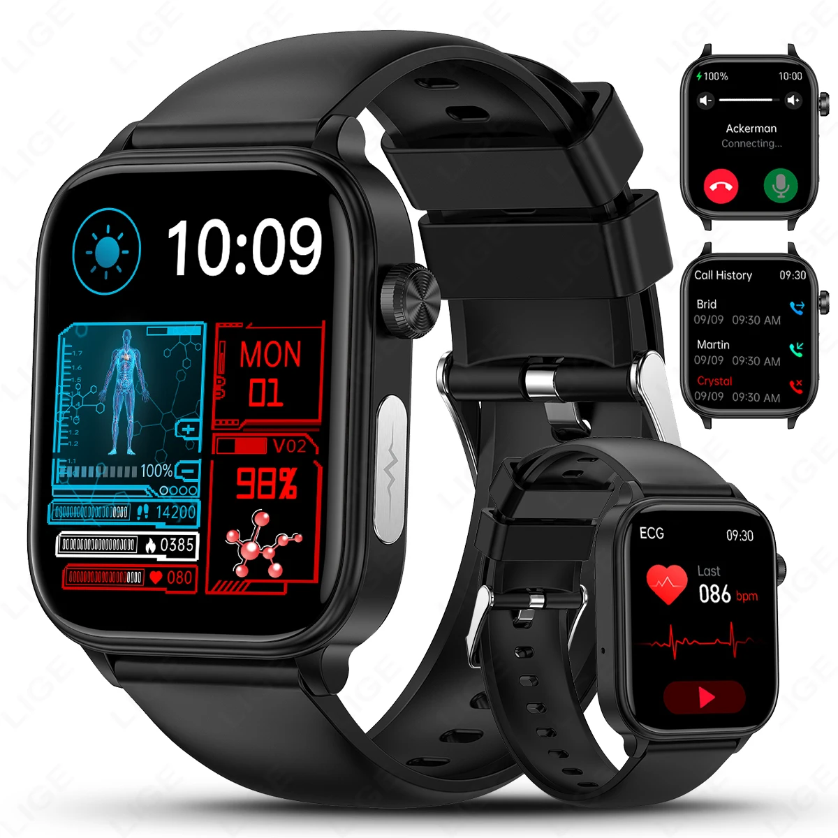 

LIGE Smartwatch For Men Women Heart Rate 2026 New ECG+PPG Blood Fat Uric Acid Health Blood Pressure Bluetooth Call Smart Watches