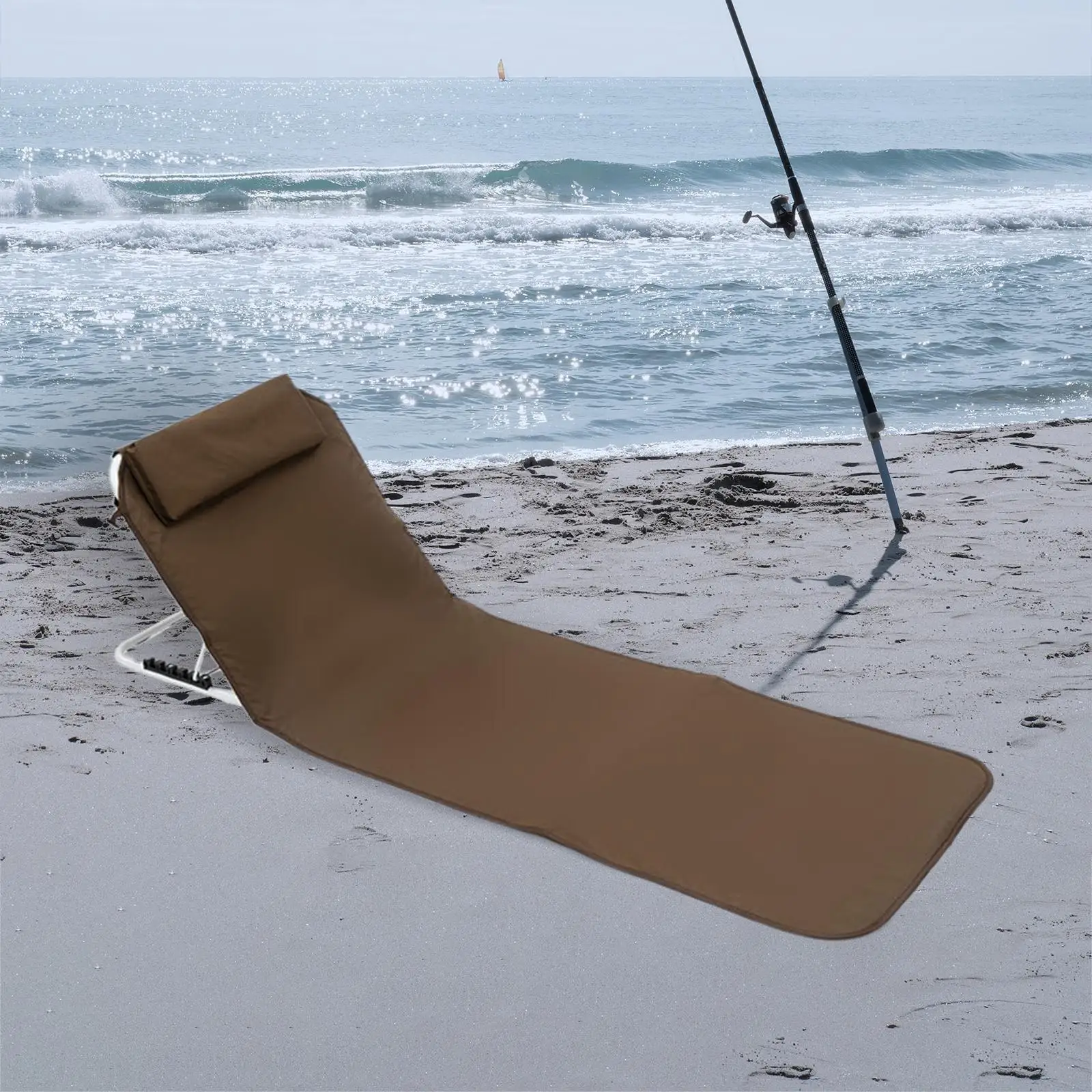 Silla de suelo plegable con respaldo para acampar, práctica Silla de playa plegable portátil, esterilla de salón para playa, Picnic, senderismo,