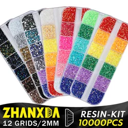 Jelly AB resina strass abbellimenti per artigianato Nail Art Set Flatback pietre preziose fai da te cristallo 12 griglia Mix colori kit