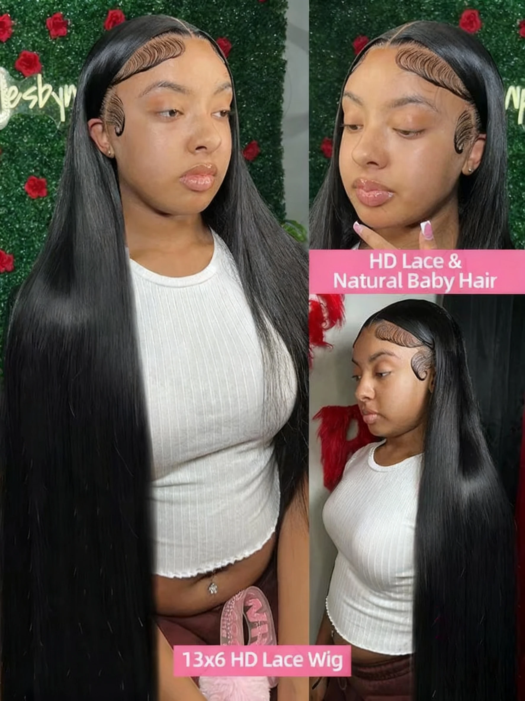 Parrucche Lakeisha Capelli Umani Brasiliani 13x6 Bone Dritto HD Parrucca Frontale Del Merletto Prepizzicato Anteriore Del Merletto Con I Capelli Del Bambino Per Le Donne Nere