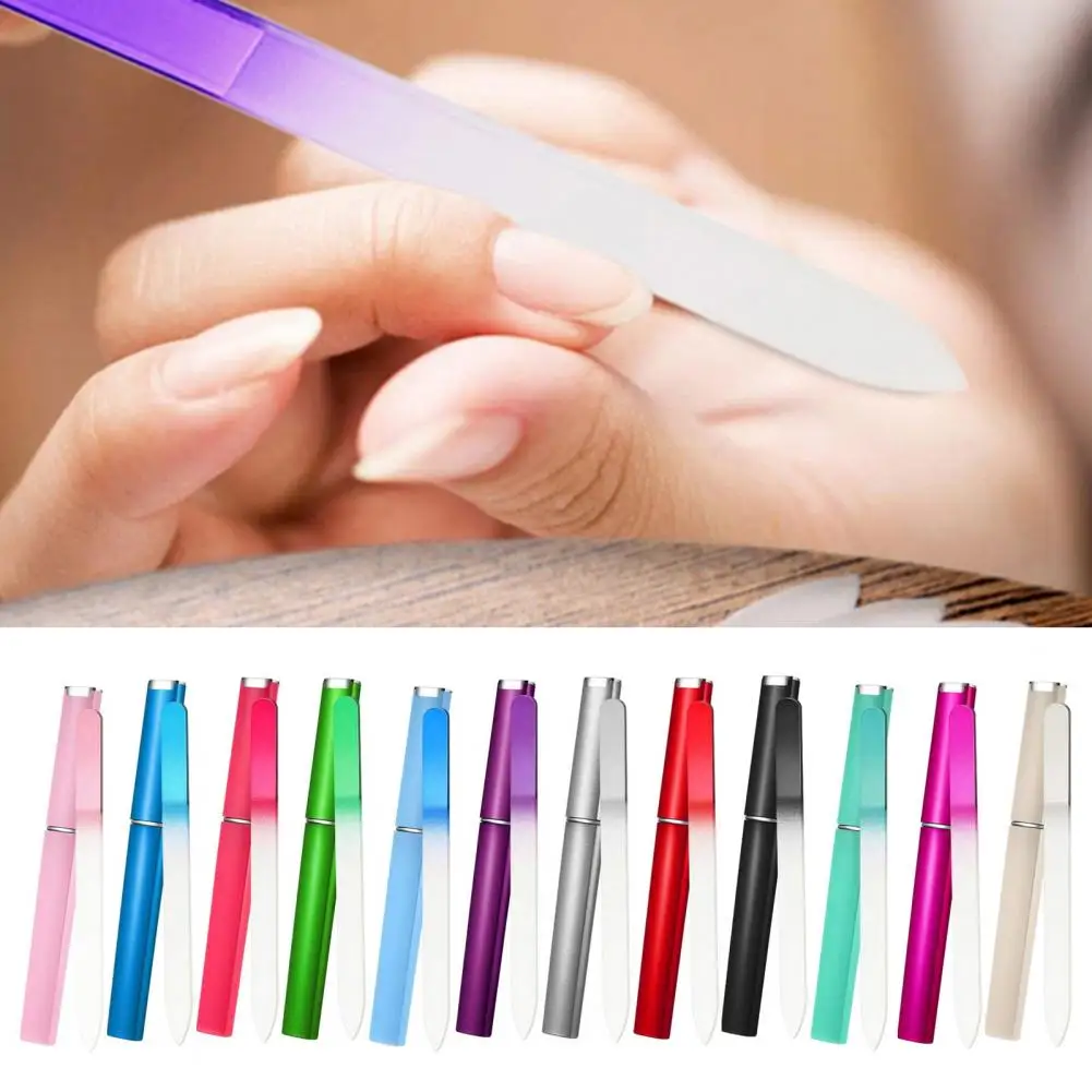 Soft Filing Surface Nail File Durable Reusable Faux Glass Nail Files Colorful Design for Healthy Nails Manicure Tools with Sand