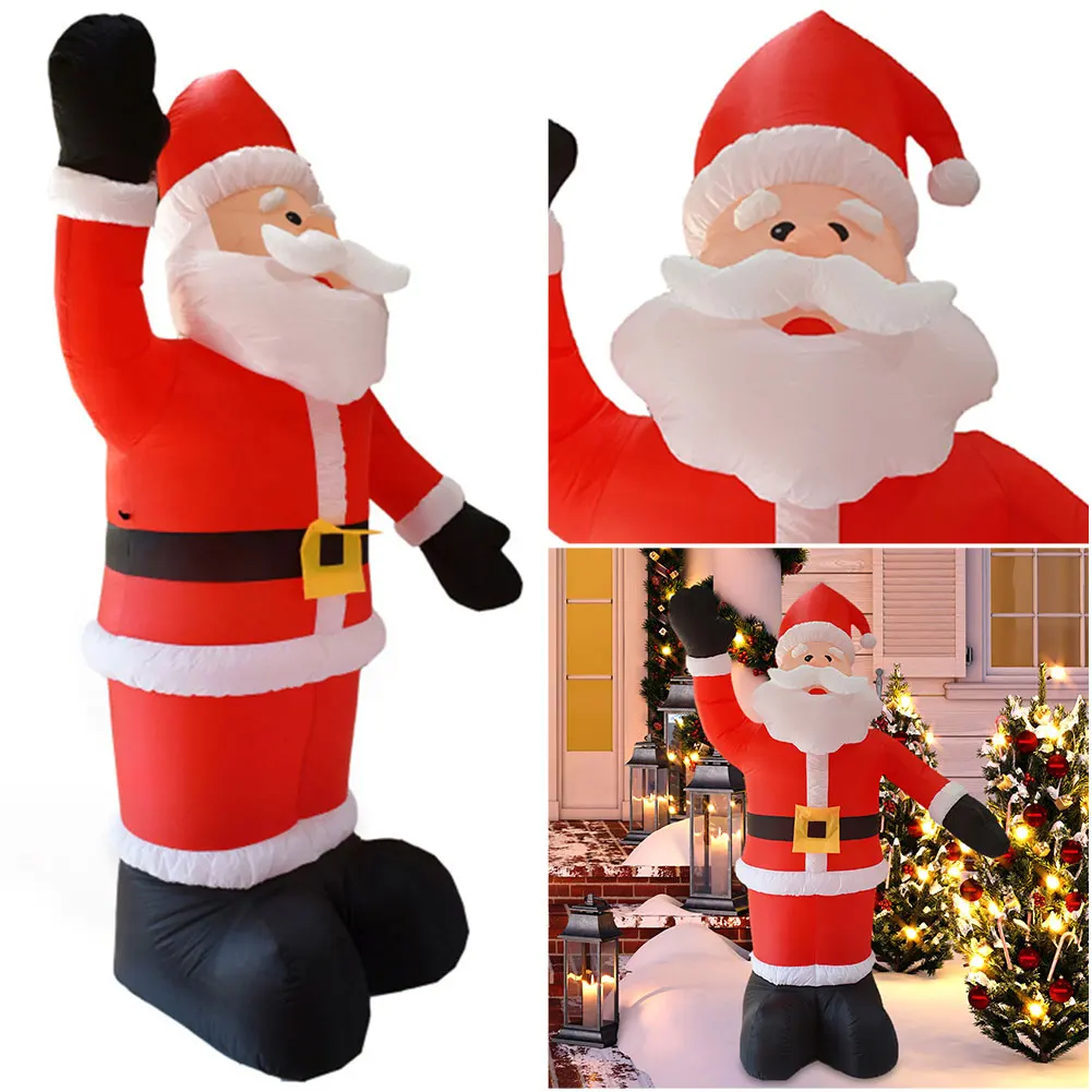 Inflatable Cartoon Giant Santa Claus 2.4M Santa Claus Dolls Decor with LED Light for Xmas Garden Party Decor