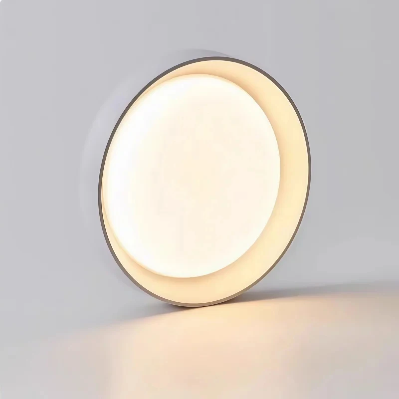 Modern Wood Grain LED Ceiling Light 20cm Round Flush Mount Lamp Three Tone Changing Light for Corridor Kitchen Balcony Decor Lig