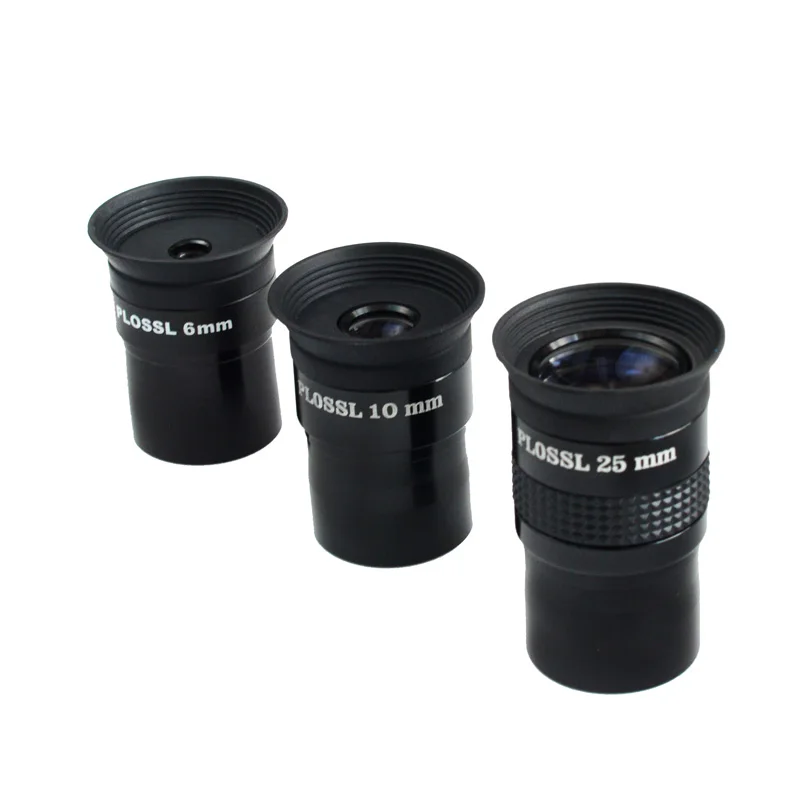 Pièces de télescope d'astronomie, oculaire PLOSSL de 1.25 pouces PL6mm 10mm 25mm, revêtement multicouche, film anti-reflet, aberr achromatique