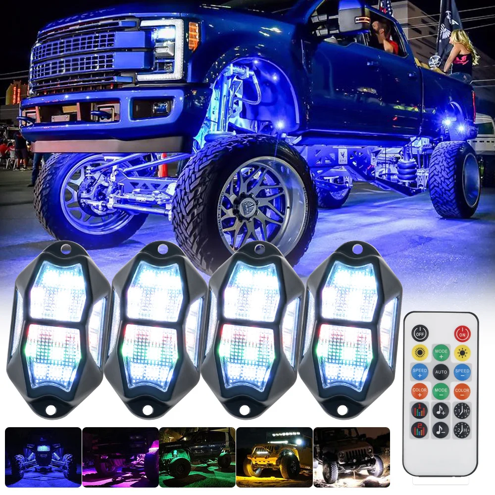 LED Rock light Decorative lights Atmosphere light for Truck SUV ATV lorry Illusion Color ambient light Cool Neon Driving Lamp