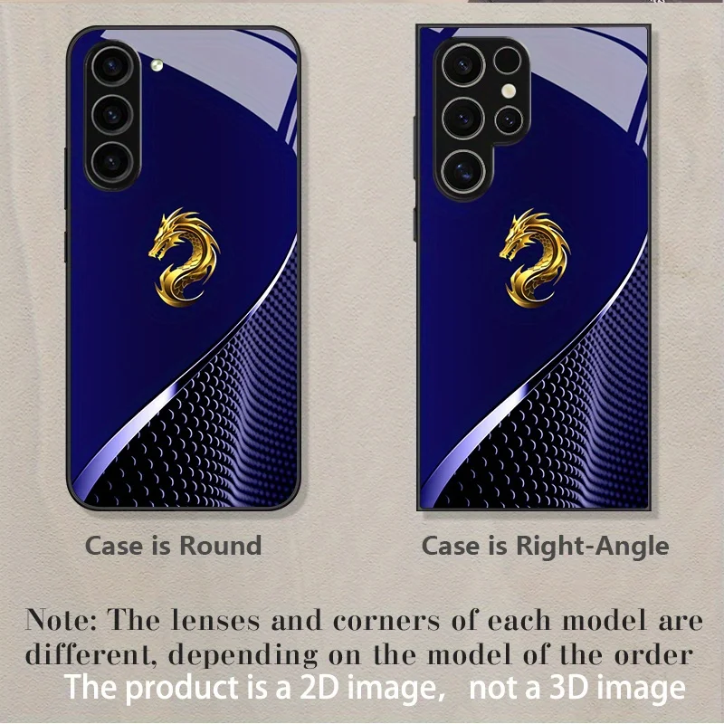 Creative dragon head pattern glass phone case suitable for Samsung Galaxy S26 S25 S24 S23 S22 S20 FE/Ultra/Plus anti drop