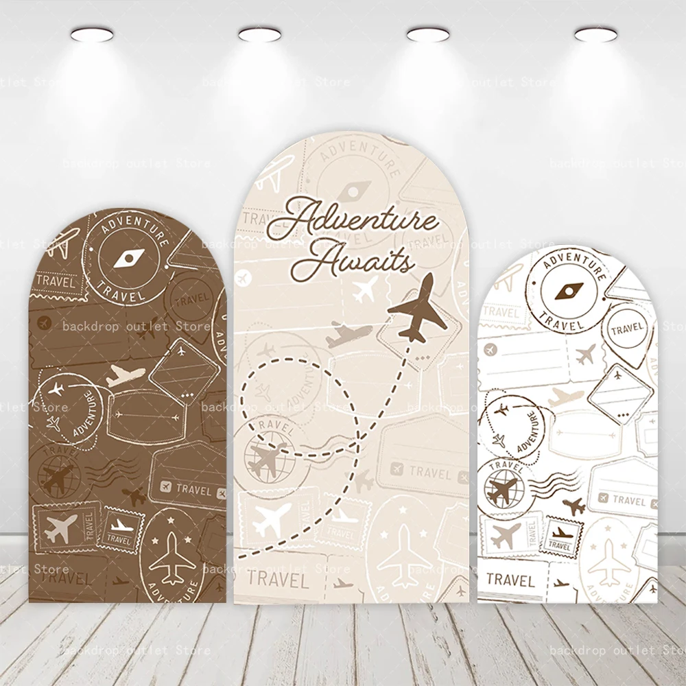Mehofond Adventure Awaits Arch Backdrop Cover Travel Map Landing Soon Airplane Kids Birthday Party Decors Arch Cover