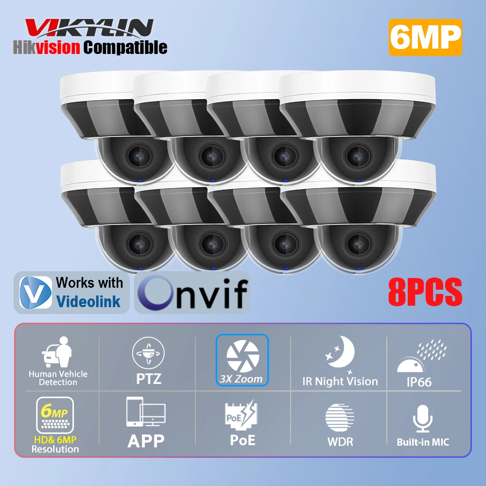 

Vikylin Hikvision Compatible 3X Zoom PTZ Dome IP Camera IR Night Vision Home CCTV Indoor Outdoor Video Surveillance IP66 ONVIF