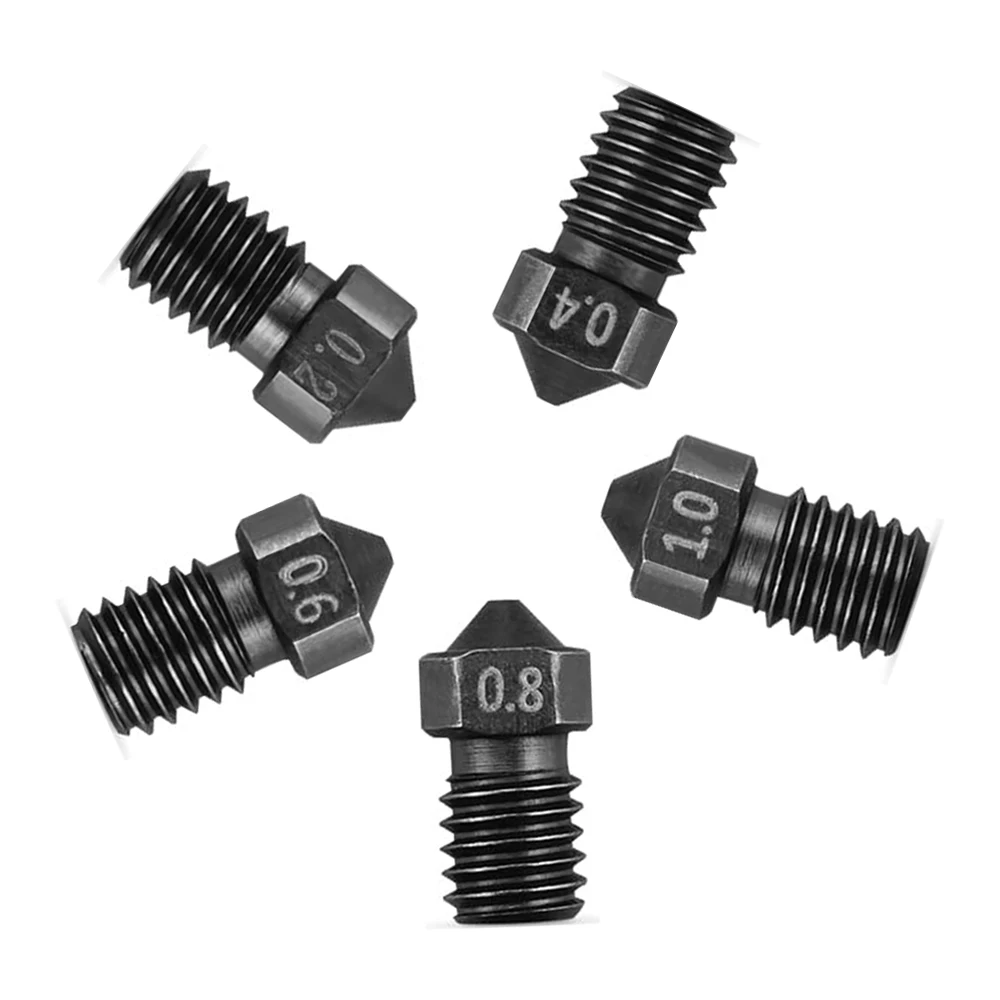 1/2/5 Buah Kepala Cetak Nosel Baja Keras Ekstruder E3D V6 untuk Prusa I3 MK3 MK4 Anycubic I3 Mega S Chiron Bagian Printer 3D